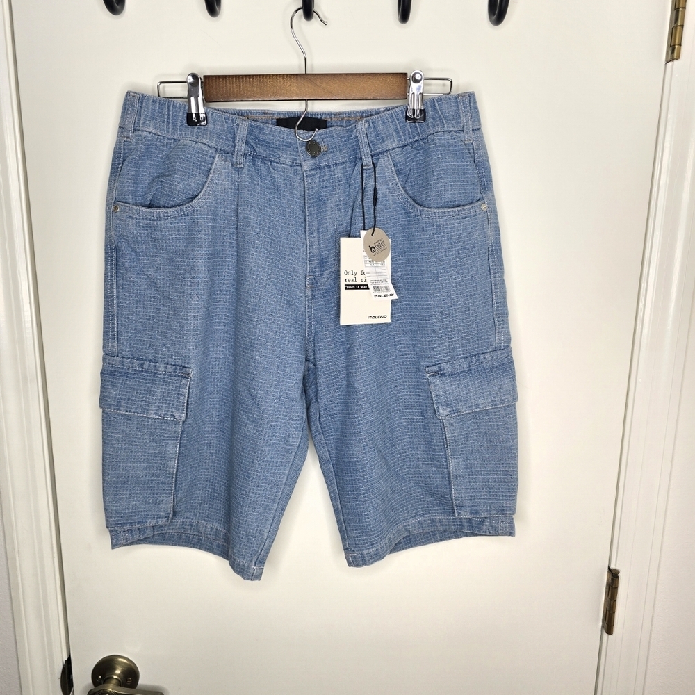 Casual Blue Cargo Shorts for Men NWT Size L